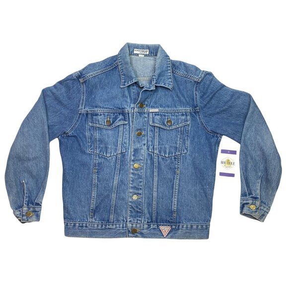 Vtg 80s Guess George Marciano Jean Trucker Jacket M Denim USA 1986 Preppy Cowboy - Picture 16 of 16